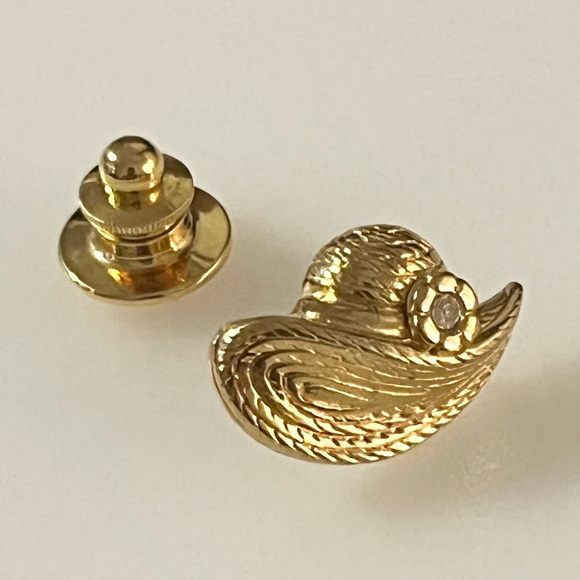 Avon Gold Tone Rhinestone Miniature Hat Pin Brooch Tie Tack - Picture 7 of 15